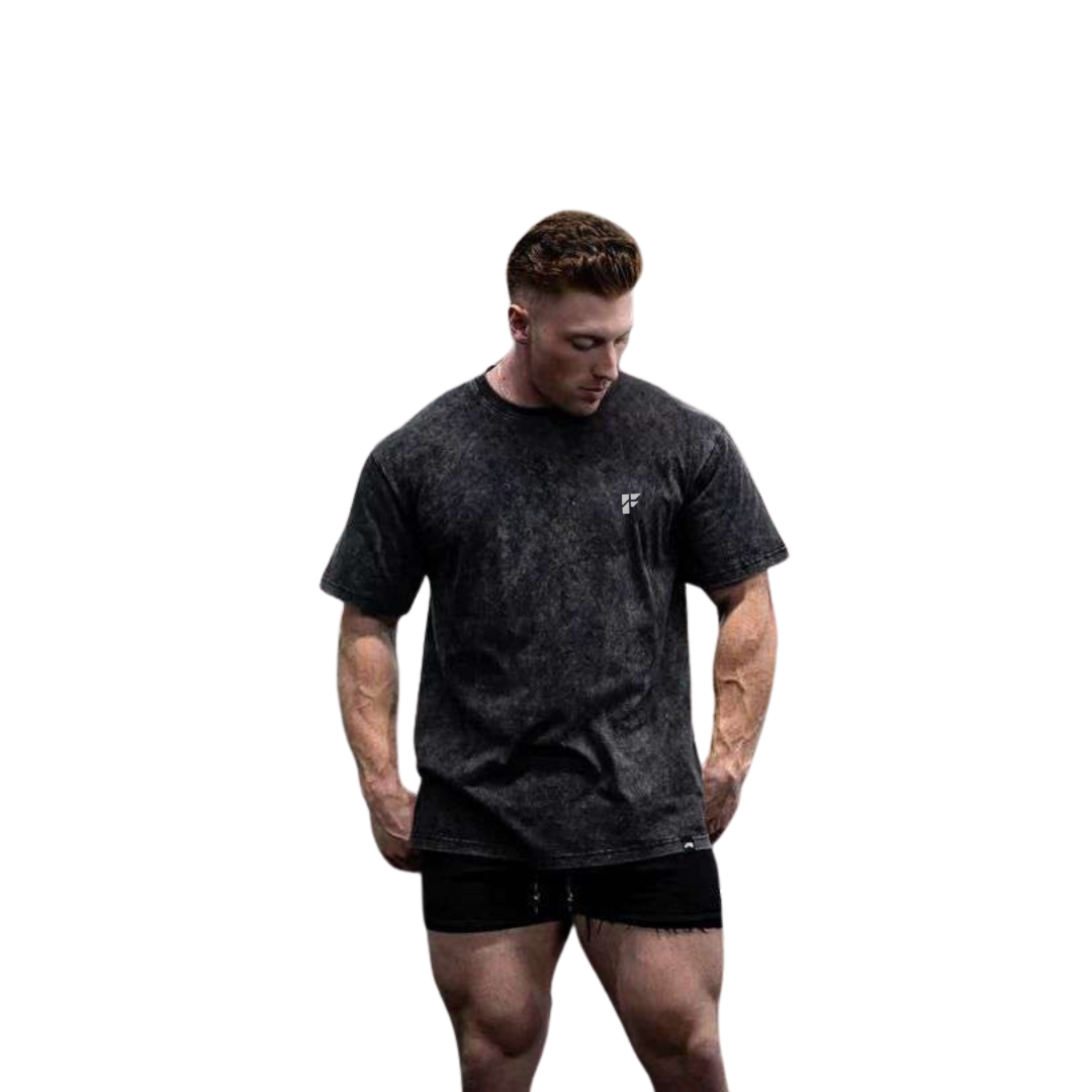 Oversized Gym T-Shirt – Washed Black Edition