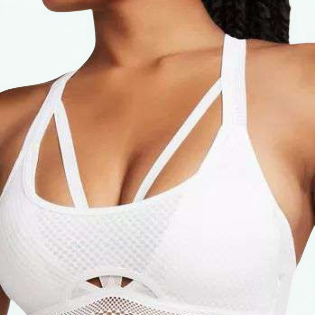MeshFusion Strappy Sports Bra – Pure White